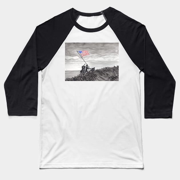 Raising the Flag at Iwo Jima Baseball T-Shirt by Matt Starr Fine Art